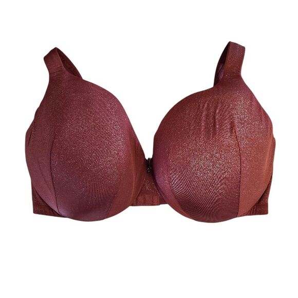Cacique Sparkly Burgundy Lighly Lined Full Coverage Bra Size 42DDD (42F) - Picture 3 of 11